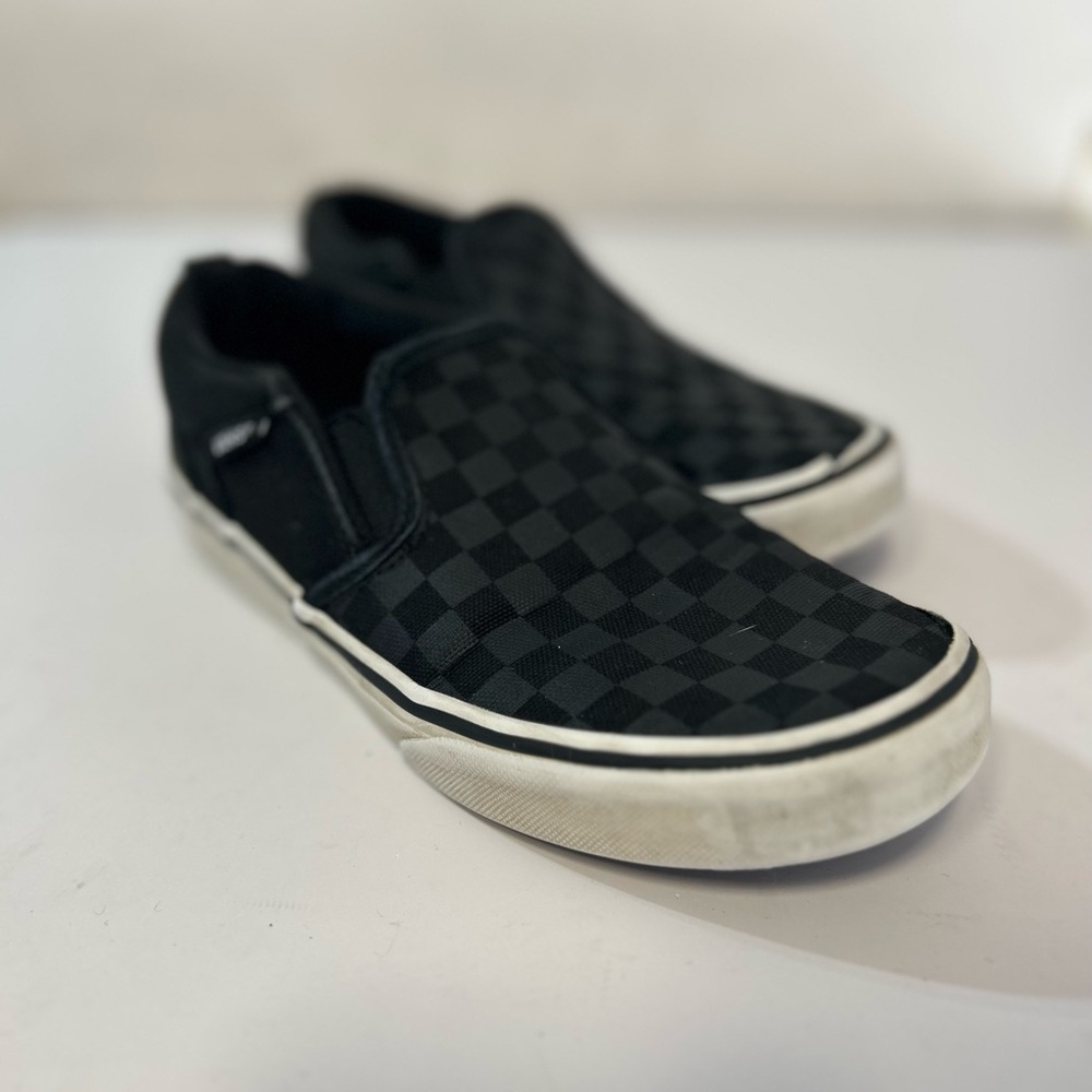 Vans Kid's Slip Ons Black/Black Checkered